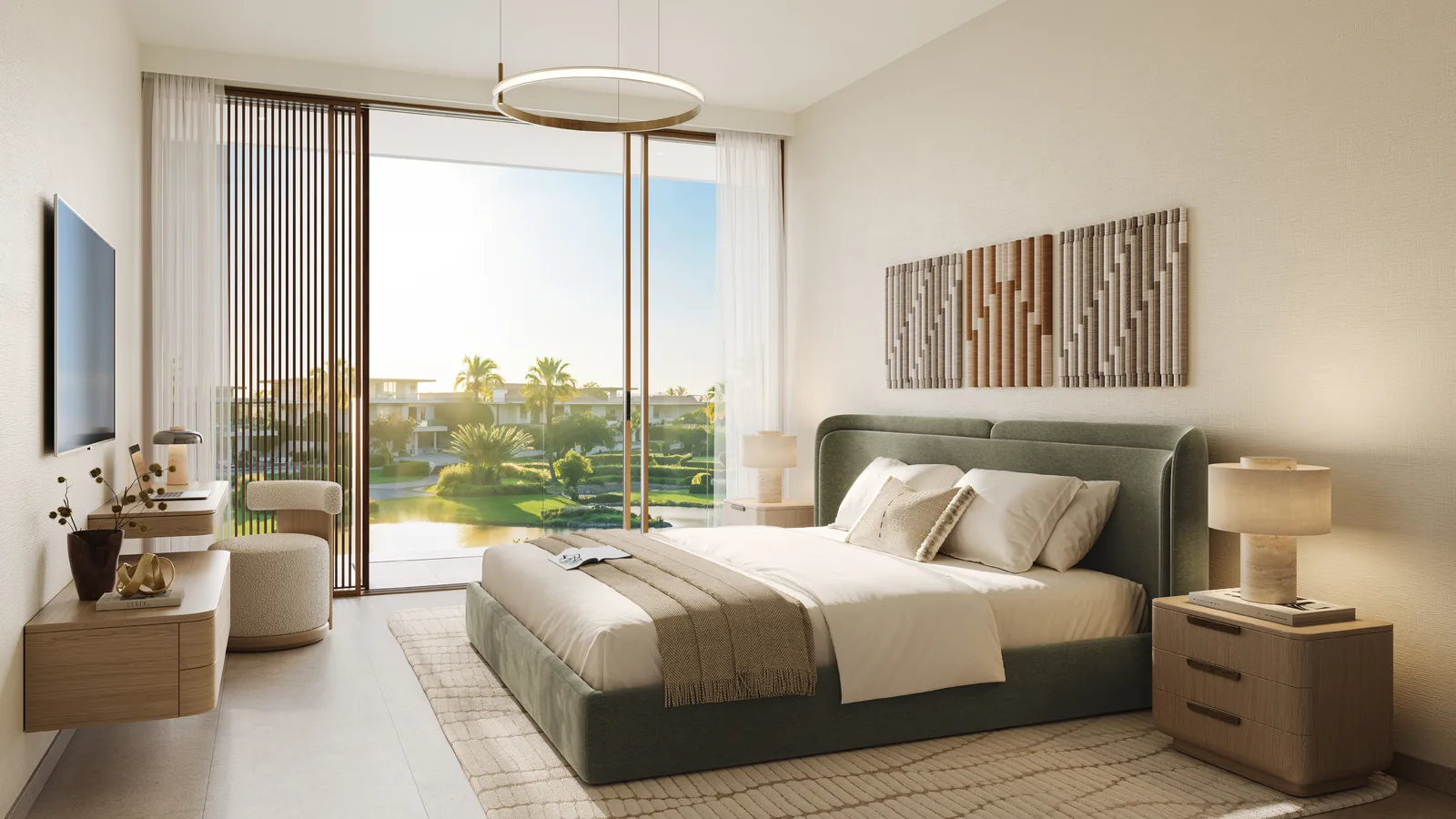 Bay Estate bedroom with lagoon-facing terrace